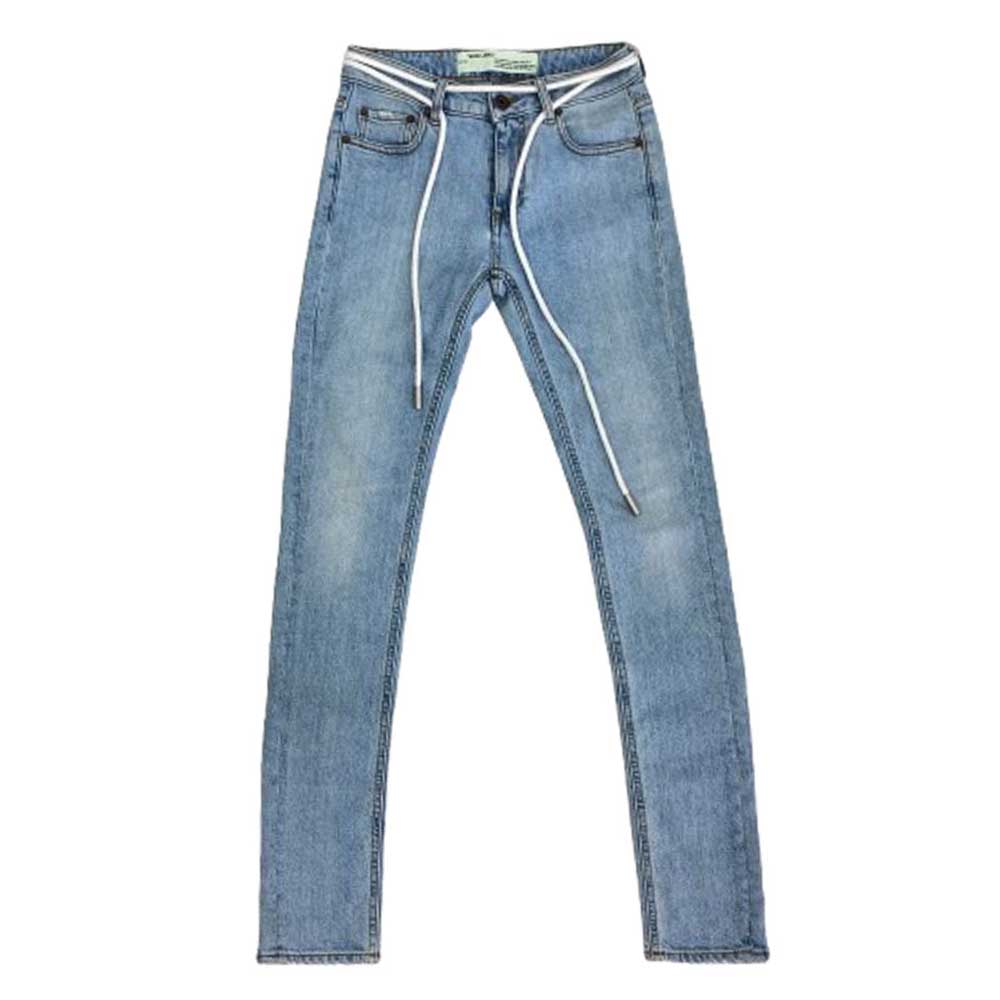 OFF-WHITE 象牙色 OWCE006S7149198 VIRGIL ABLOH期 DENIM LABEL ジーンズ付け札 花柄 スキニー ジーンズ ズボン下 インディゴブルー系 25  レディース【古着】【中古】