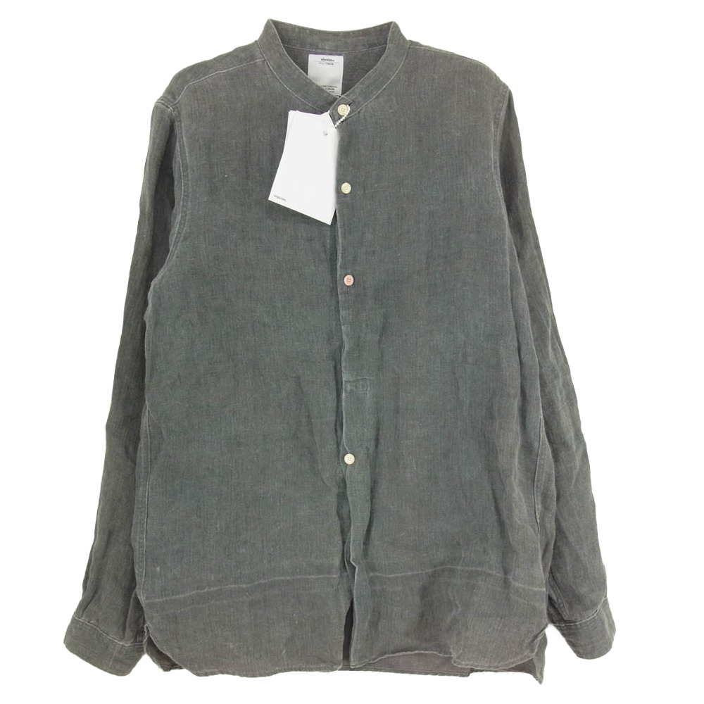VISVIM ビズビム 14SS 0114105011017 LONG RIDER SHIRT L/S HERRINGBONE 杉綾模様 ロング 馬乗り 照明ランプ色合い リネン 長袖 プルオーバー 薄墨色系 2 【美品】 メンズ【古着】【中古】