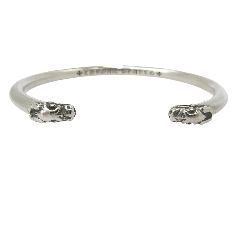 CHROME HEARTS クロムハーツ（原型無） BANGLE DOUBLE DOG ダブルドッグ バングル 腕輪 しろがね色系  メンズ【中古】