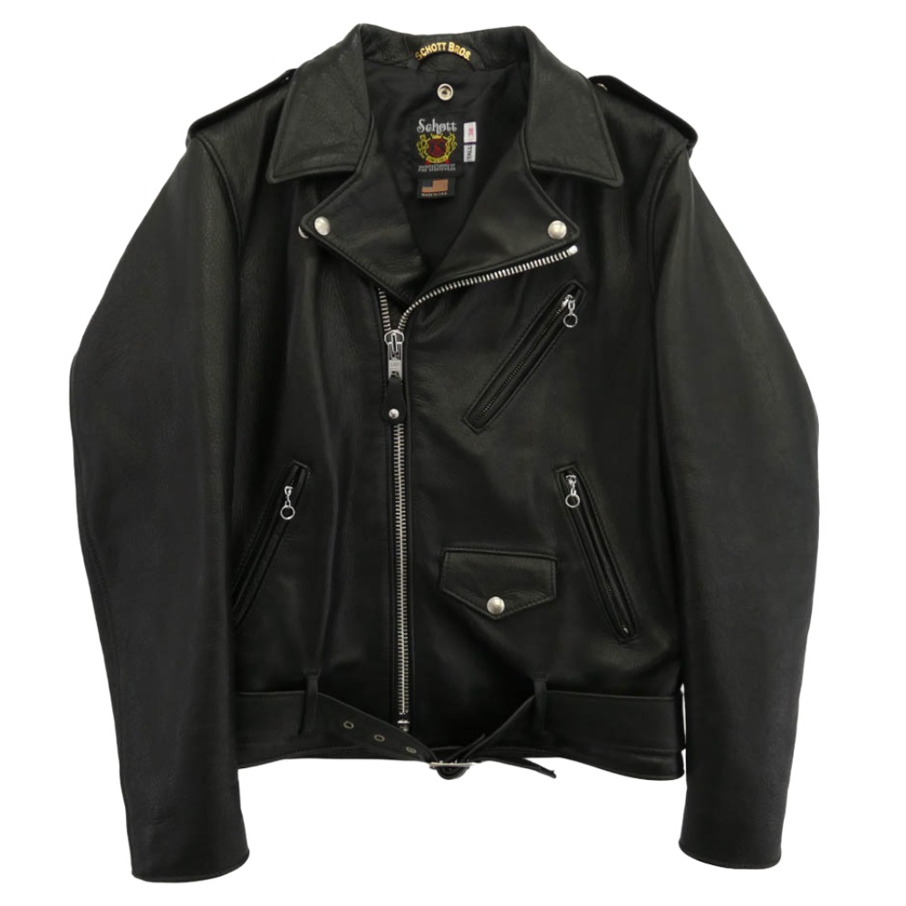 schott ショット 7823950090 516UST ONE STAR NEW NAKED ワンスター ニュー ネイキッド 牛革 カウレザー ダブル ライダース ジャケット ブラック系 38 【美品】 メンズ【古着】【中古】｜ブランド古着 ライフ店