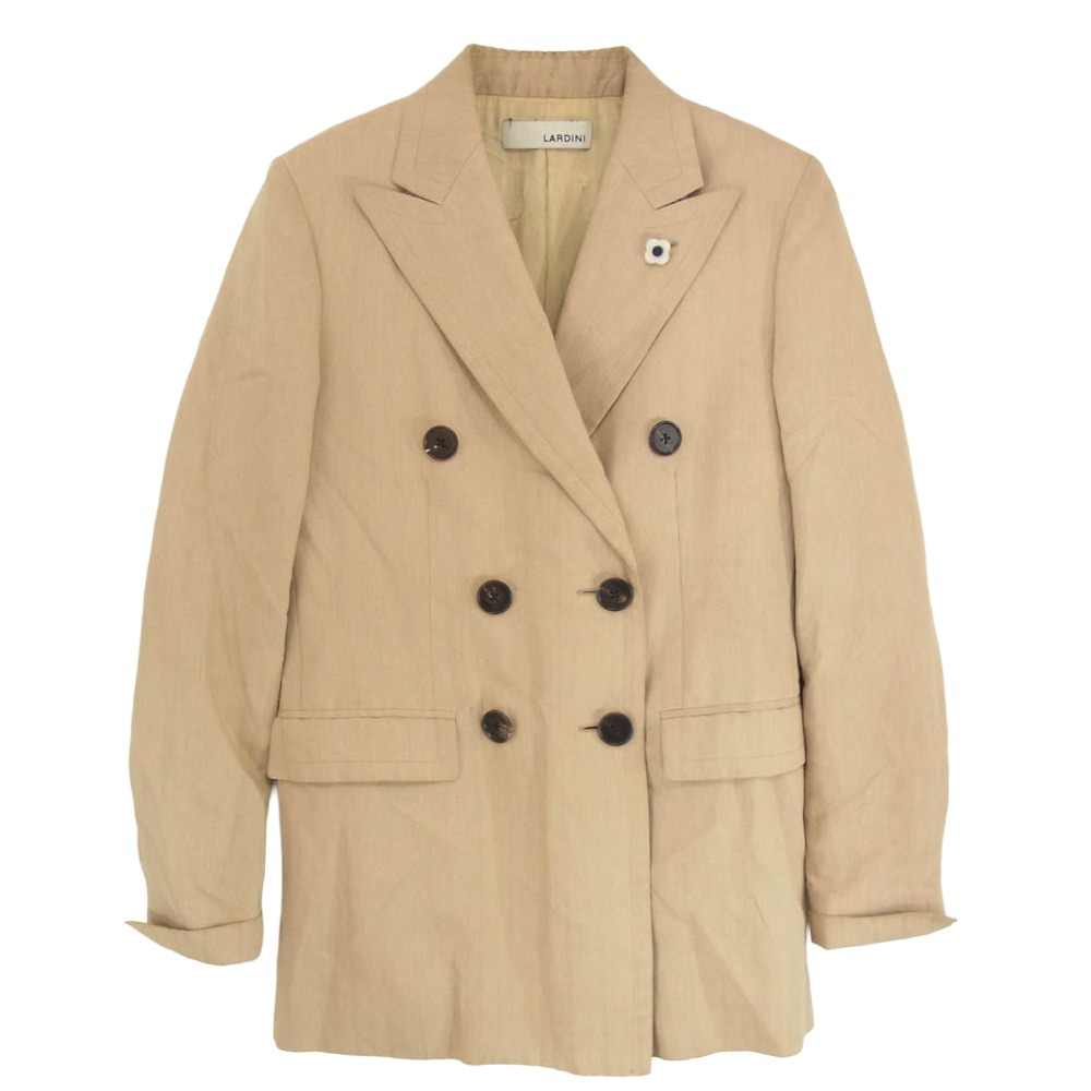 LARDINI ラルディーニ ブートニエール ダブルブレスト ピークドラペル テーラード ジャケット ベージュ系 40  レディース【古着】【中古】