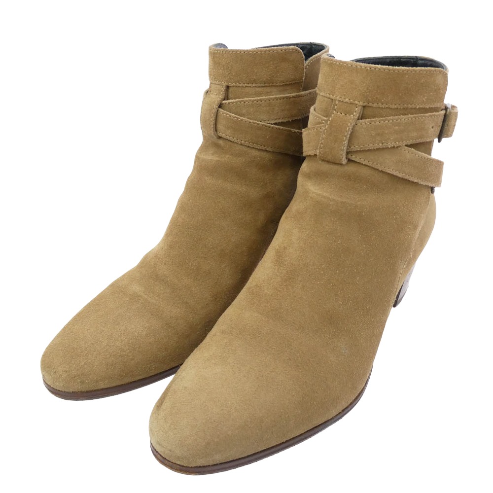 SAINT LAURENT サンローラン 316237 CLT00 9870 エディ期 Jodhpur Boots ジョッパー スエードクロス ブーツ 赤銅色系 35.5  レディース【中古】