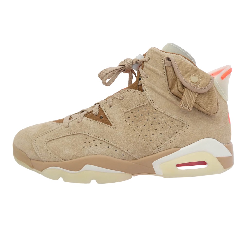 NIKE ナイキ DH0690-200 【フェイクバスターズ鑑定済】×Travis Scott Air Jordan 6 British Khakiトラヴィススコット エアジョーダン6 ブリティッシュ カーキ ハイカット スニーカー ベージュ系 29cm 【極上美品】 メンズ【中古】