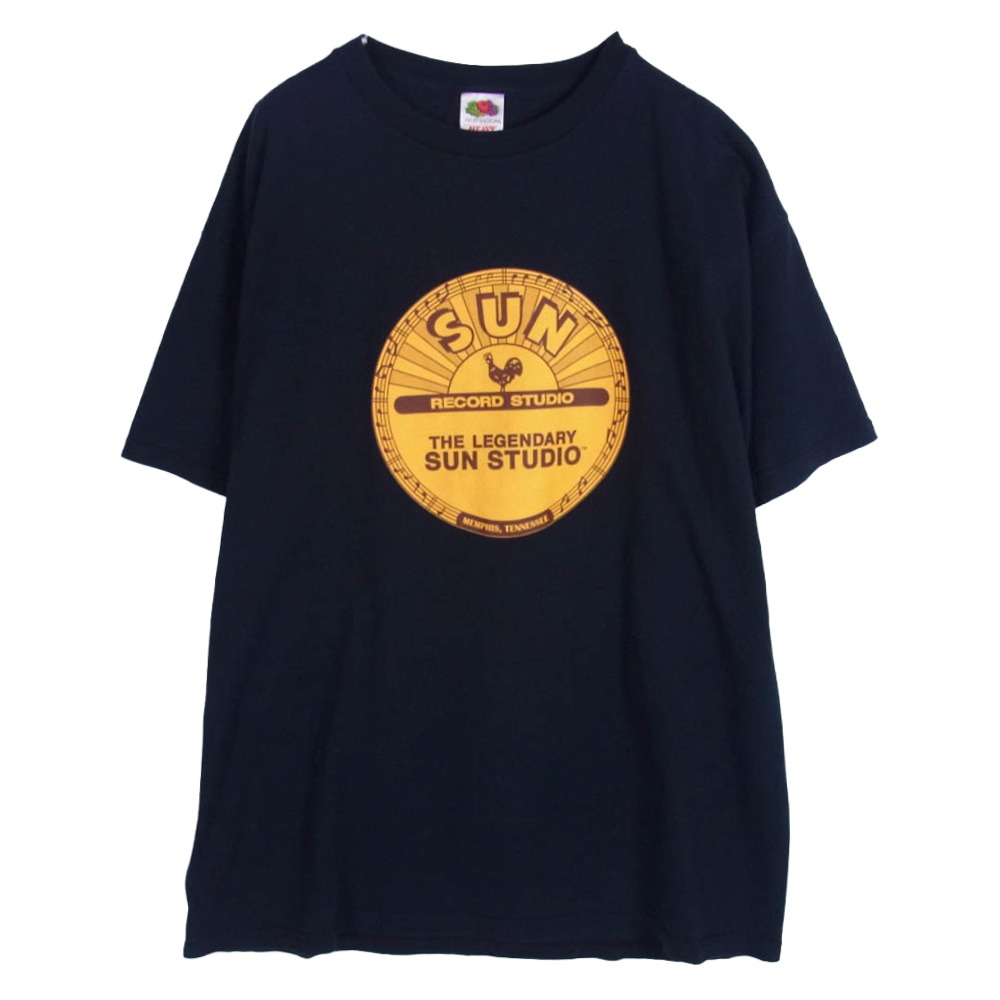 Vintage ヴィンテージ サンレコード スダジオ 刷り上げる 半袖Ｔシャツ ダークネイビー系 XL  メンズ【古着】【中古】