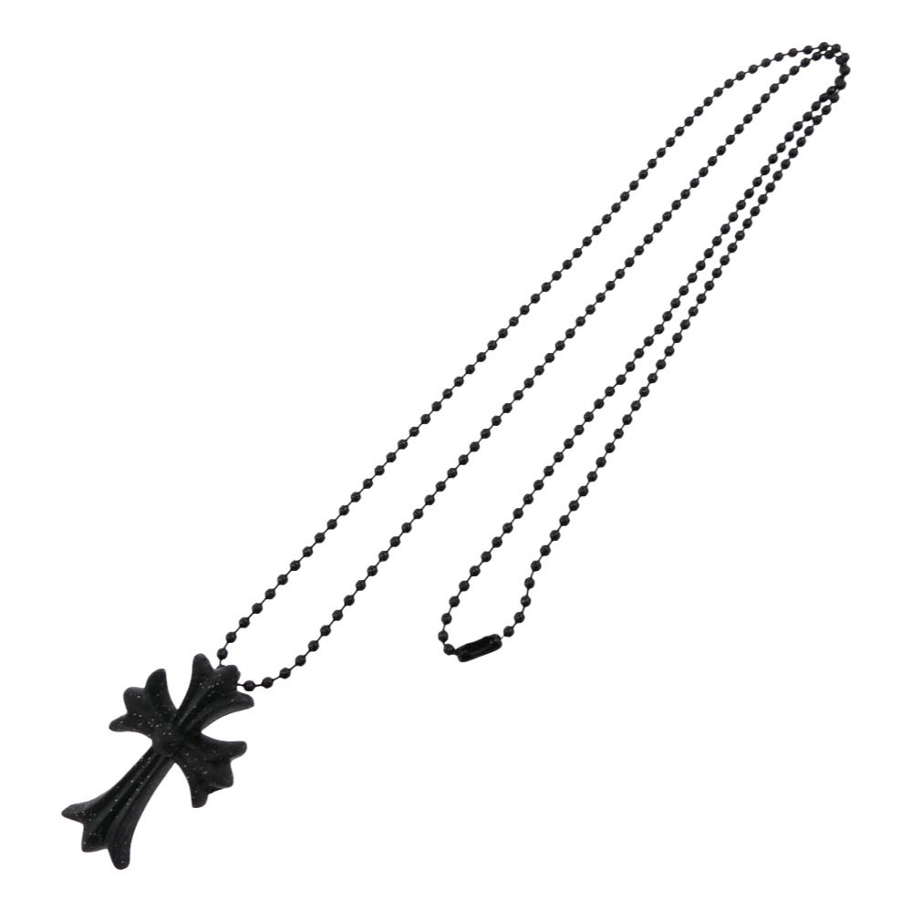 CHROME HEARTS クロムハーツ（原本無） RUBBER CH CRS SML ラバー スモール CH クロス シリコン ラメ入り ネックレス ブラックグリッター ブラック系 メンズ【中古】