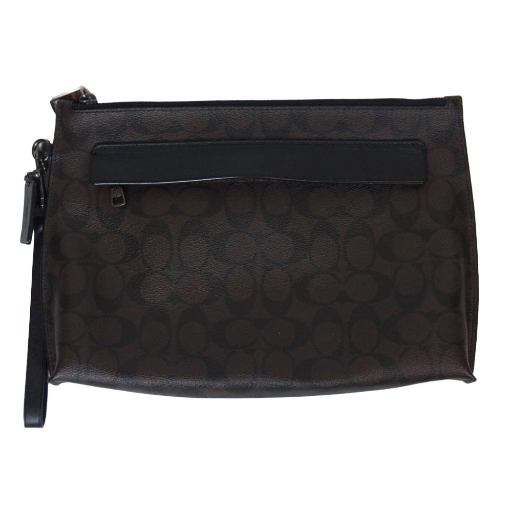COACH コーチ F29508 シグネチャー セカンドバッグ ダークブラウン系 メンズ【中古】