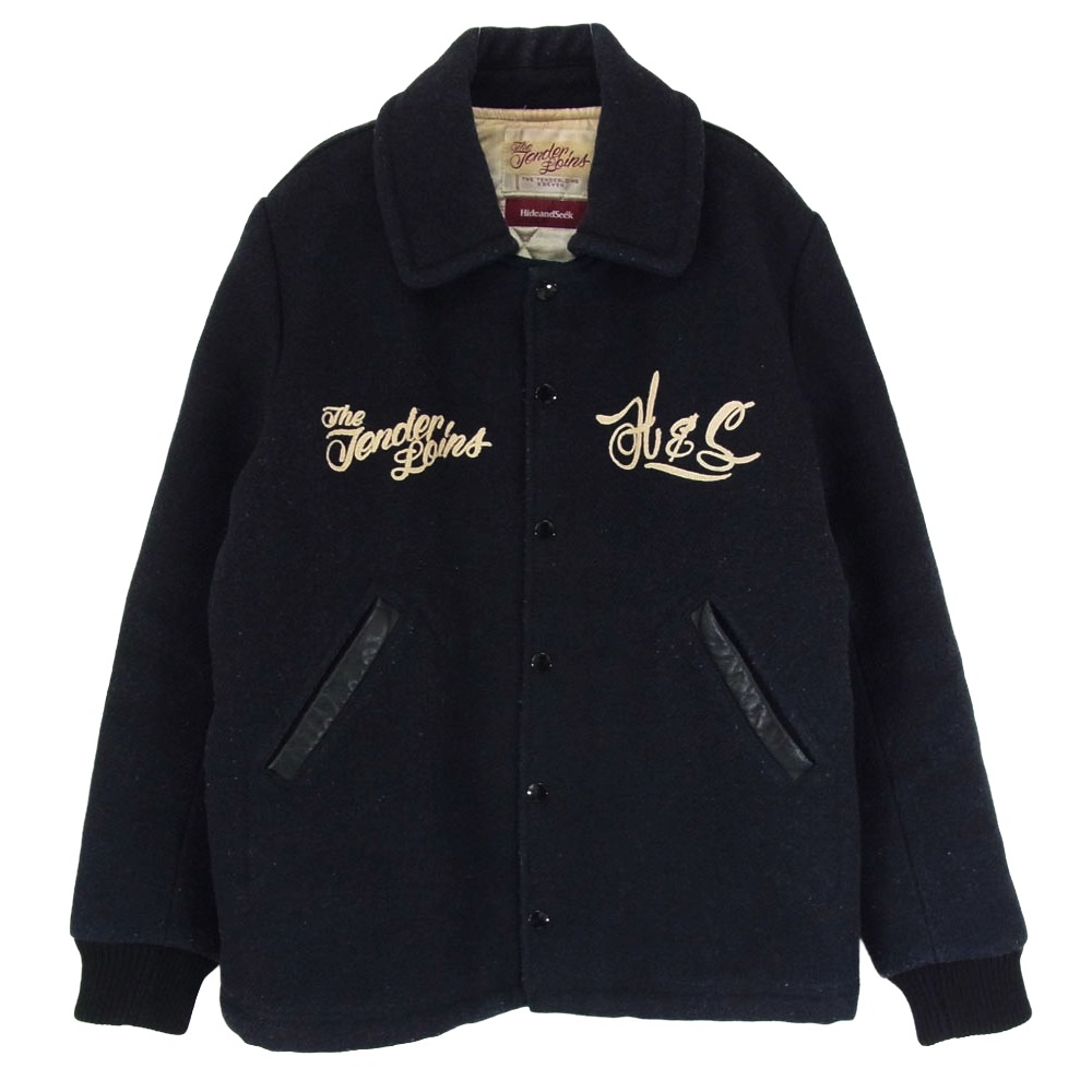 TENDERLOIN アンダーカット STJ-11009 × HIDE AND SEEK ハイドアンドシーク ロド刺しゅう 毛糸 スタジャン 上衣 上衣 黒いこと系 S  メンズ【古着】【中古】