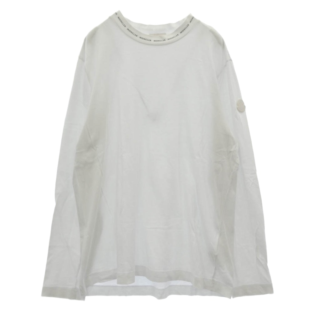 MONCLER モンク軌跡 22SS H10918D00007 8390T LS TSHIRT のど首 ロゴタイプ刷り上げる 肩肉紋章 労働者の一団のど首 長袖 Ｔシャツ カットソー 白いこと系 S  メンズ【古着】【中古】