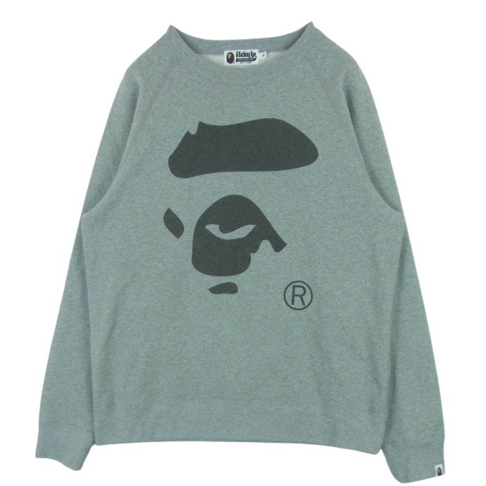 A BATHING APE アベイシングエイプ 25ss 001SWL301006M FACE CREWNECK SWEATSHIRT フェイス クルーネック スウェット グレー系 XL メンズ【古着】【中古】|ブランド古着 ライフ店
