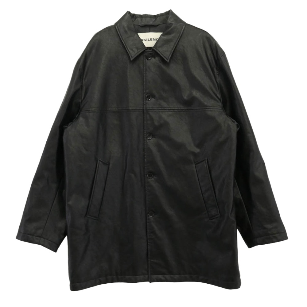 インサイレンス INSILENCE Faux Leather Car Coat フェイクレザー カーコート ブラック系 L メンズ【古着】【中古】