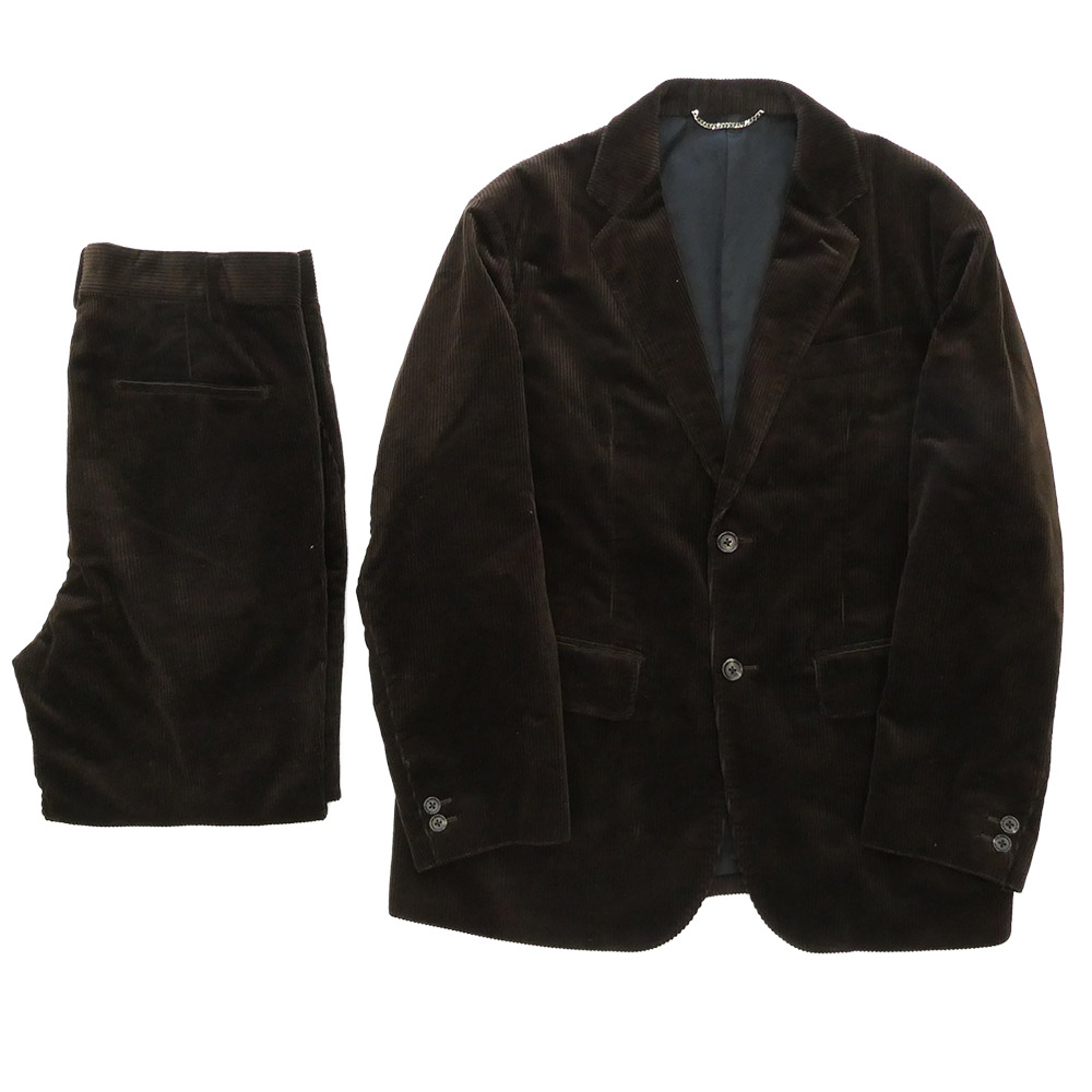 WACKO MARIA ワコマリア 20AW DUCA VISCONTI DI MODRONE社製 UNCONSTRUCTED JACKET / DOUBLE PLEATED CORDUROY TROUSERS コーデュロイ セットアップ ダークブラウン系 S メンズ【古着】【中古】｜ブランド古着 ライフ店
