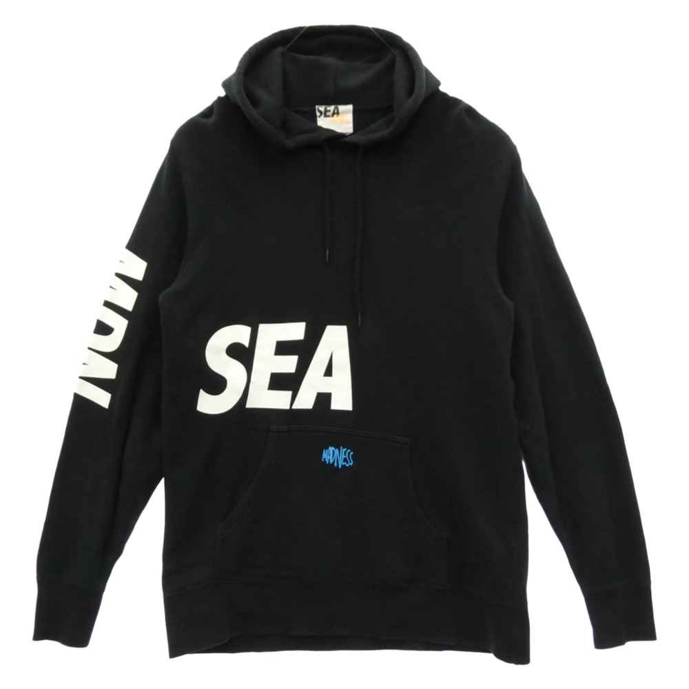 WIND AND SEA ウィンダンシー 19SS WDS-CS-99 MADNESS PULLOVER PARKA マッドネス ティーシャツ ロゴタイプ 刷り上げる パーカー フーディー 黒いこと系 L  メンズ【古着】【中古】