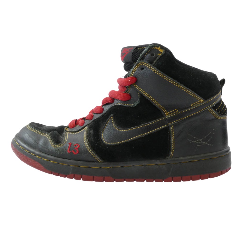 NIKE ナイキ 305050-001 Dunk High Unlucky 13 ダンク ご機嫌 薄倖 スニーカー 黒いこと系 27.5珊  メンズ【中古】