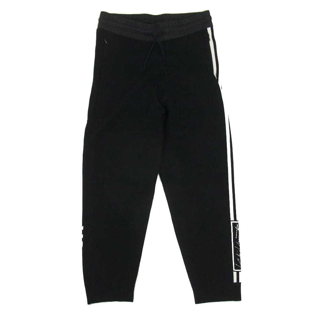 Y-3 Yohji Yamamoto ワイスロバート・エドワード・リー ヨウジヤマモト FJ0373 Tech Knit Wide Pants 縞模様 テック 編み物 広広としたズボン下 黒いこと系 M  メンズ【古着】【中古】
