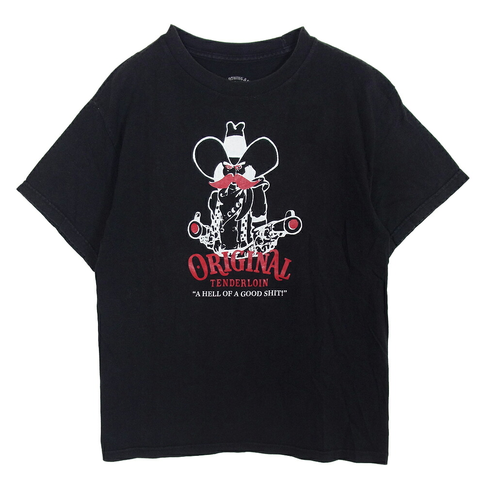TENDERLOIN テンダーロイン T-TEE a hell of a good shit プリント Tシャツ ブラック系 S メンズ【古着】【中古】