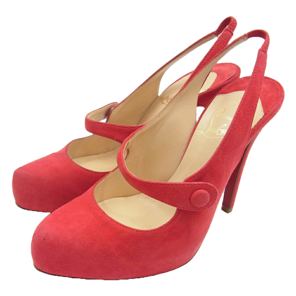 Christian Louboutin クリスチャンルブタン ROLANDE BOUCLE 120 SUEDE スエードクロス ハイヒール パンプス 赤いこと系 35  レディース【中古】