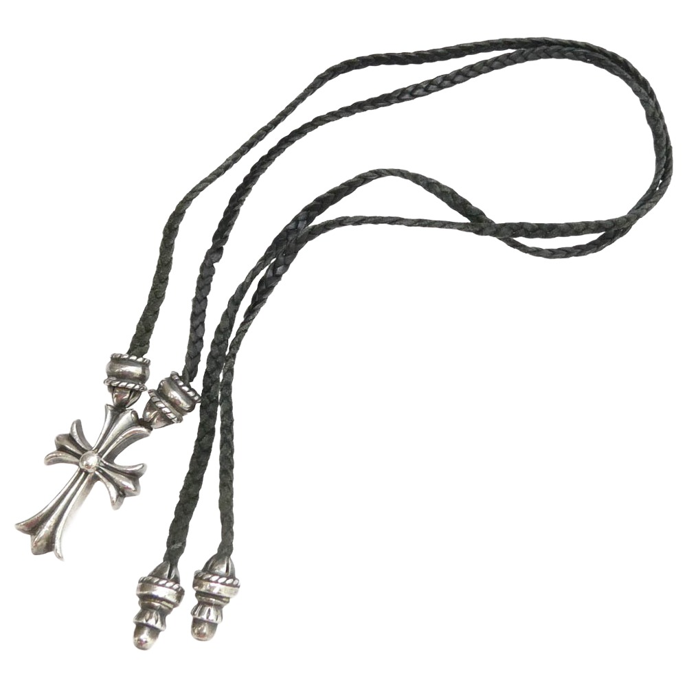CHROME HEARTS クロムハーツ(原本無) CH CRS SML CL スモールCHクロス クリンプト ボロチップ レザーブレード ネックレス シルバー系 ブラック系 メンズ【中古】|ブランド古着 ライフ店