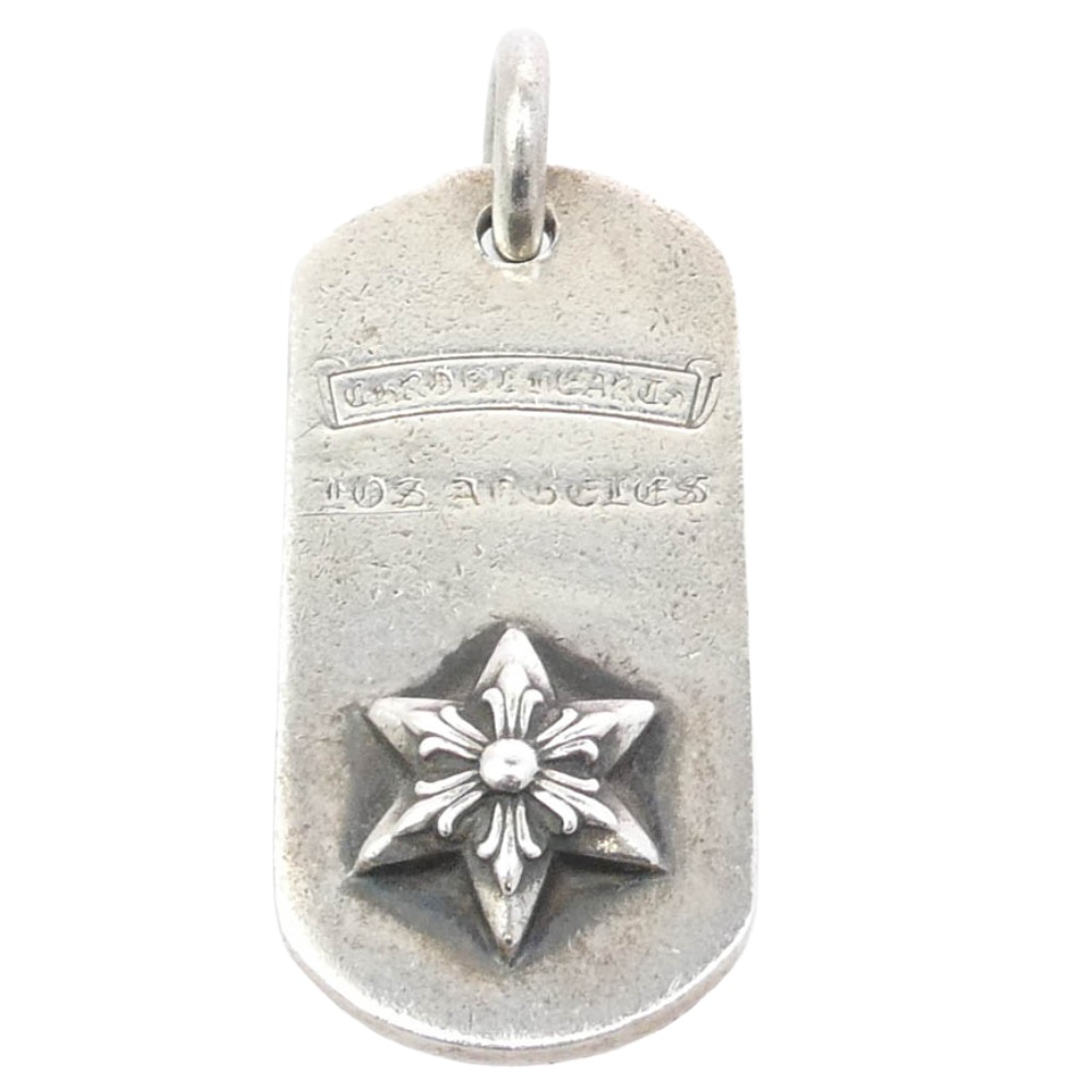 CHROME HEARTS クロムハーツ（正本無） 天使の都市制限事項 RAISED STAR DOGTAG レイズド はやりっ子 ドッグタグ シャンデリヤいの一番 しろがね色系  メンズ【中古】