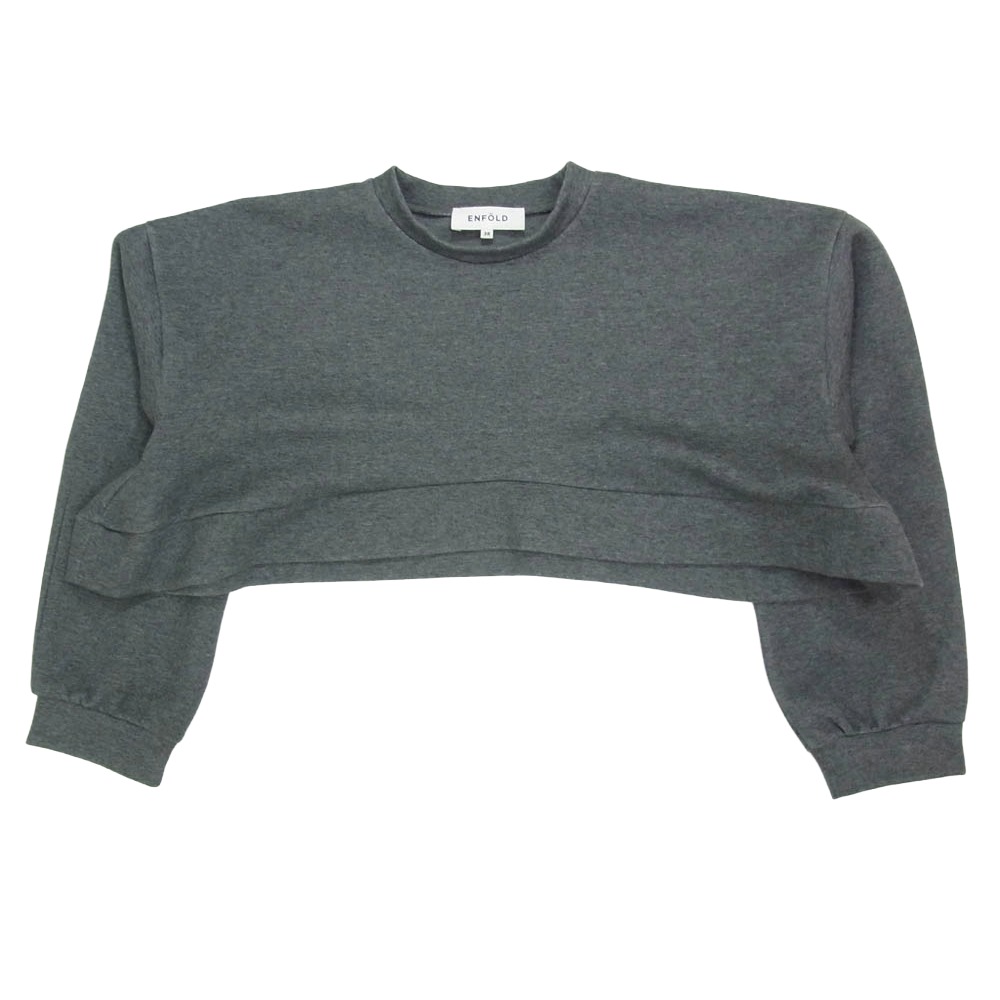 ENFOLD エンフォルド 25AW 300IA280-2871 SWELL HEM PULLOVER ティーシャツ クロップド 流汗 調教師 薄墨色系 38 【御膳上等美品】 レディース【古着】【中古】 トップス-スウェット・トレーナー