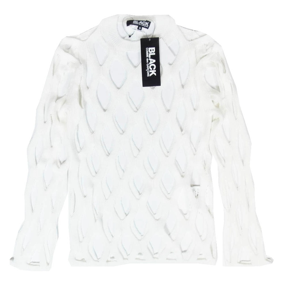 BLACK COMME des GARCONS ブラックコムデギャルソン 1M-N007-052 Mesh Sweatshirt メッシュ スウェットシャツ ホワイト系 S 【極上美品】 メンズ【古着】【中古】