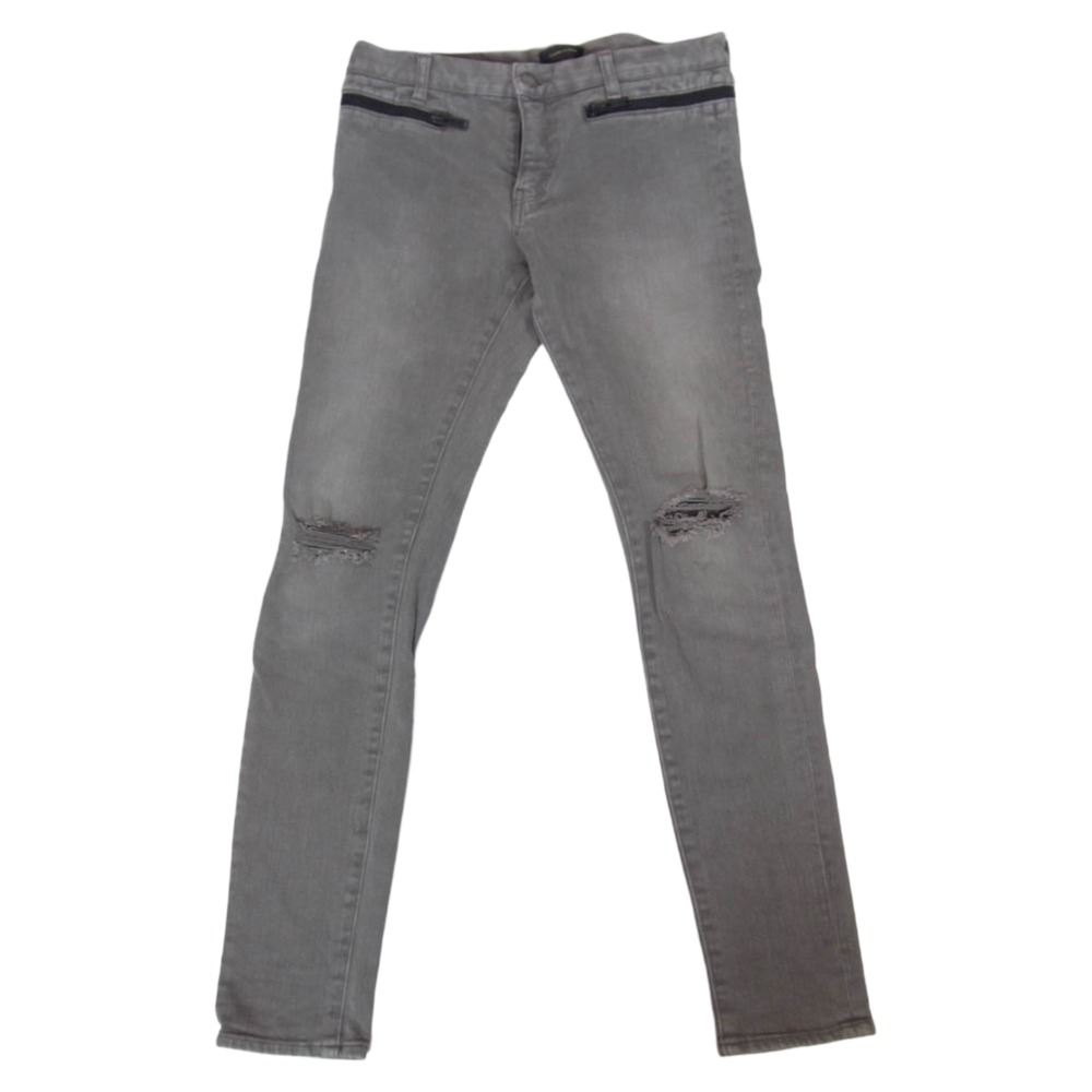 UNDERCOVER アンダーカバー 14SS undercoverism アンダーカバーイズム GODOG期 ヒザヤブレ ジップポケット ダメージ加工 ジーンズ デニムパンツ グレー系 2 メンズ【古着】【中古】