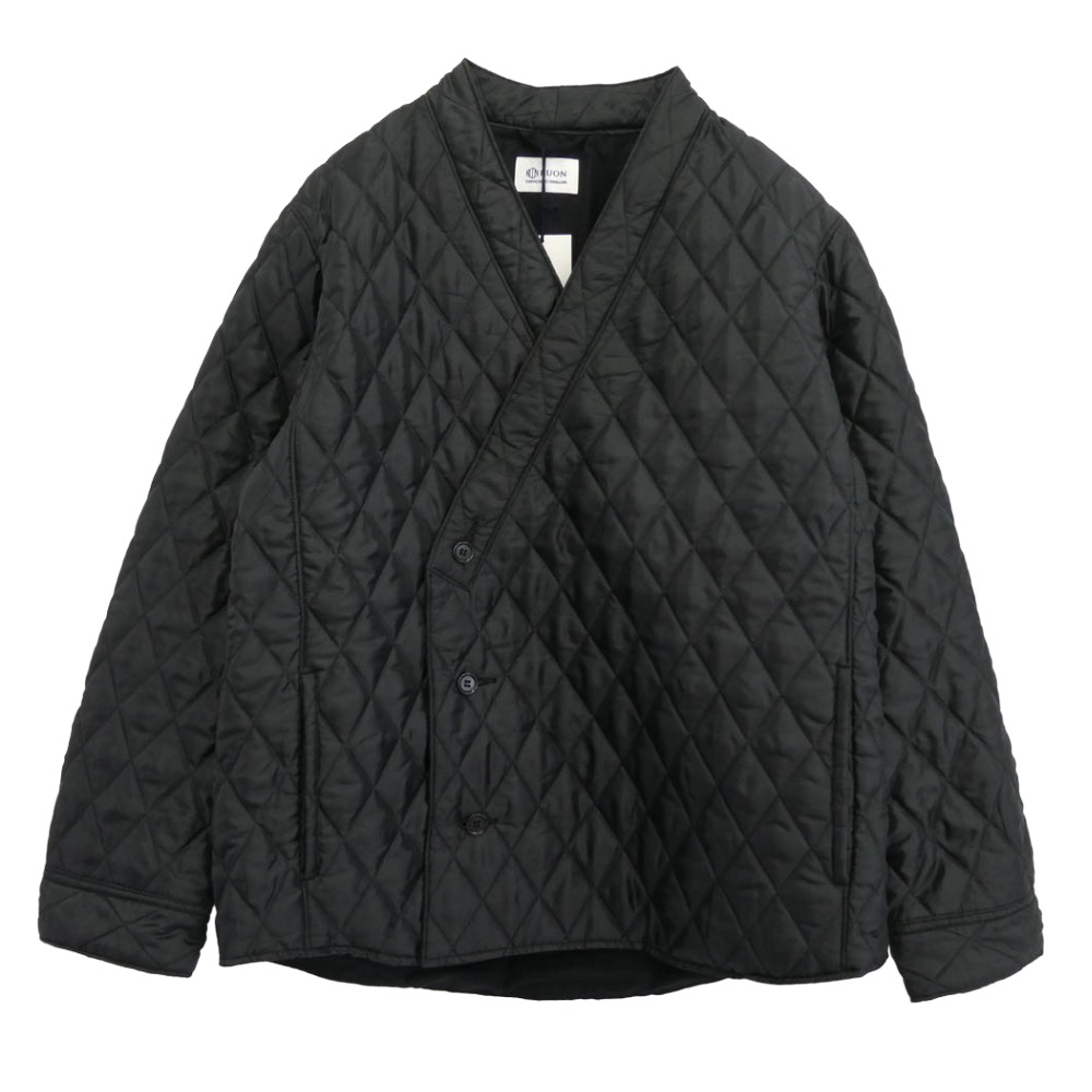 KUON クオン 145JK033940 Kimono Collar Quilted Shirket キモノカラー ダブルブレスト キルティング シャツ ジャケット ブラック系 M 【極上美品】 メンズ【古着】【中古】|ブランド古着 ライフ店