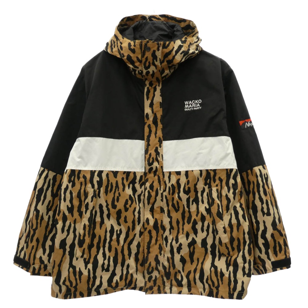 WACKO MARIA ワコマリア 21AW 21FW-WMO-NA08 × NANGA ナンガ  LEOPARD MOUNTAIN PARKA レオパード 牟礼パーカー 上衣 黒いこと系 赤銅色系 L 【美品】 メンズ【古着】【中古】