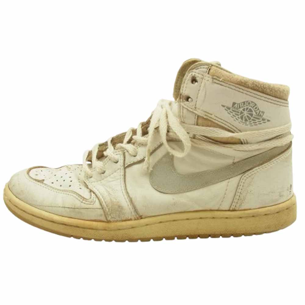 NIKE ナイキ 【観賞用】85年製 オリジナル AIR JORDAN1 エアジョーダン 1 ハイカット スニーカー WHITE × GREY ホワイト系 25.5cm程度 メンズ【中古】 40,026円