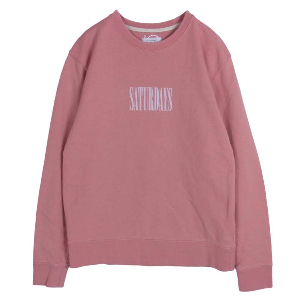 サタデーズ ニューヨークシティ Saturdays NYC 3212-343-2227 LOGO SWEAT ロゴプリント クルー スウェット ピンク系 L メンズ【古着】【中古】