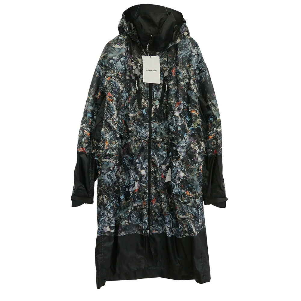 and wander アンドワンダー 574-0221007 stone printed rip coat リフレクター 石ころ 刷り上げる 下唇 厚地の外套 マルチ色合い系 2 【限りない美品】 メンズ【古着】【中古】