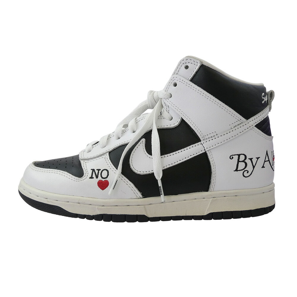 Supreme シュプリーム DN3741-002 【フェイクバスターズ価値づける済】× Nike SB Dunk High By Any Means White Black ナイキ SB ダンク 御機嫌 バイ エニー ミーンズ 御機嫌取りすてる スニーカー 黒いこと系 白いこと系 25糎  メンズ【中古】