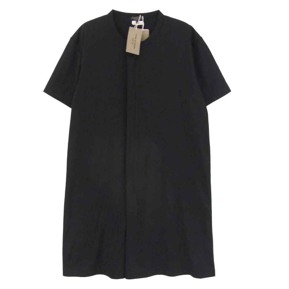 COMME des GARCONS HOMME PLUS コムデギャルソンオムプリュス AD2024 PN-T008 比翼ジップデザイン クルーネック 半袖 Tシャツ ロング カットソー ブラック系 M 【美品】 メンズ【古着】【中古】