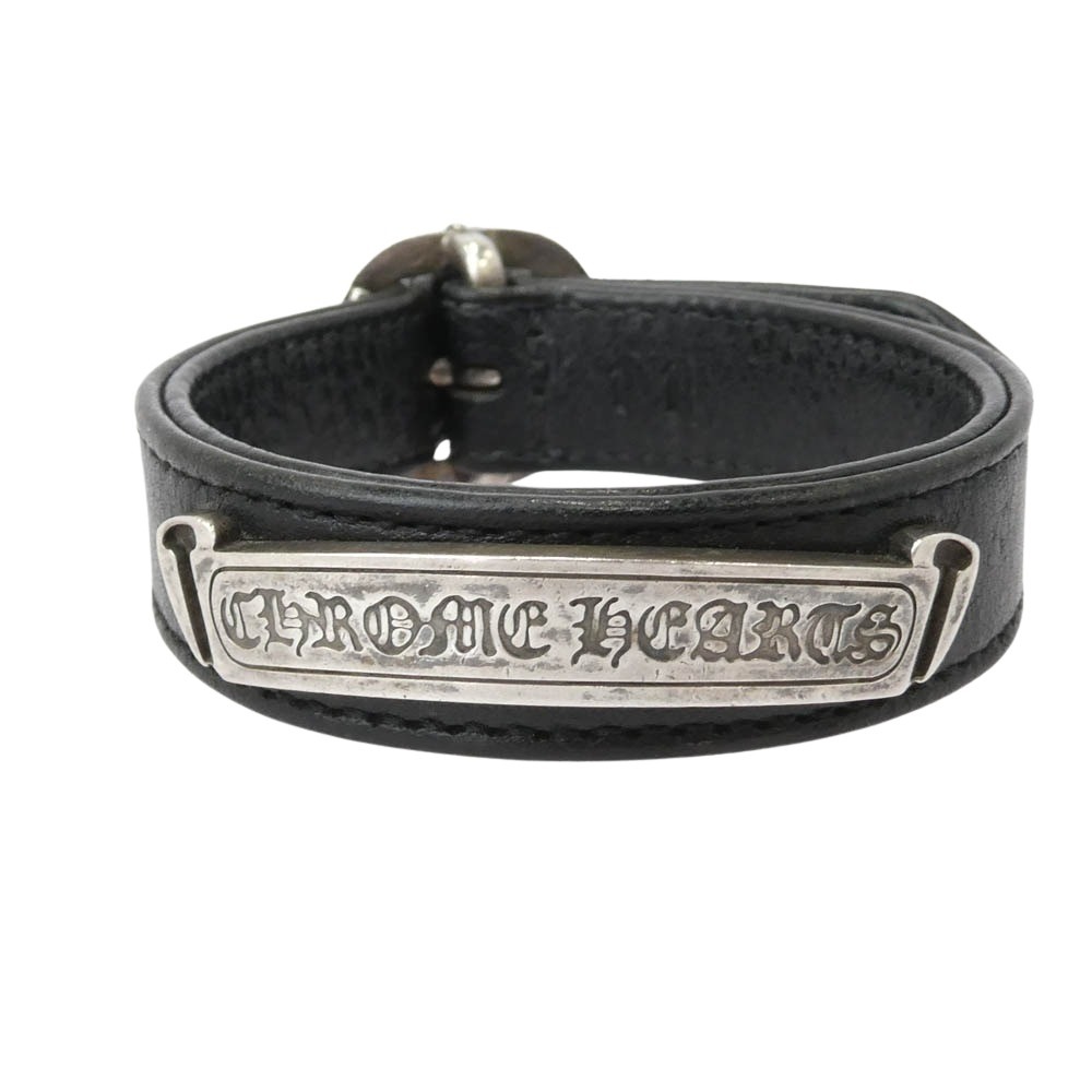 CHROME HEARTS クロムハーツ（正本無） GUNSLINGER ガンスリンガー スクロール下げ札 なめし革 腕輪 黒いこと系 しろがね色系 11  メンズ【中古】