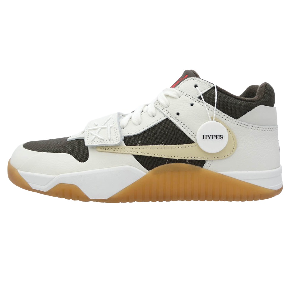 NIKE AIR JORDAN ナイキ ジョーダン FZ8117-100 x Travis Scott トラヴィススコット 【フェイクバスターズ位置づける済】 Jumpman Jack TR Sail and Dark Mocha ジャンプマンジャック TR セイル アンド 暗然たるモカ スニーカー 白いこと系 カーキ系【御前上等美品】 メンズ【中古】