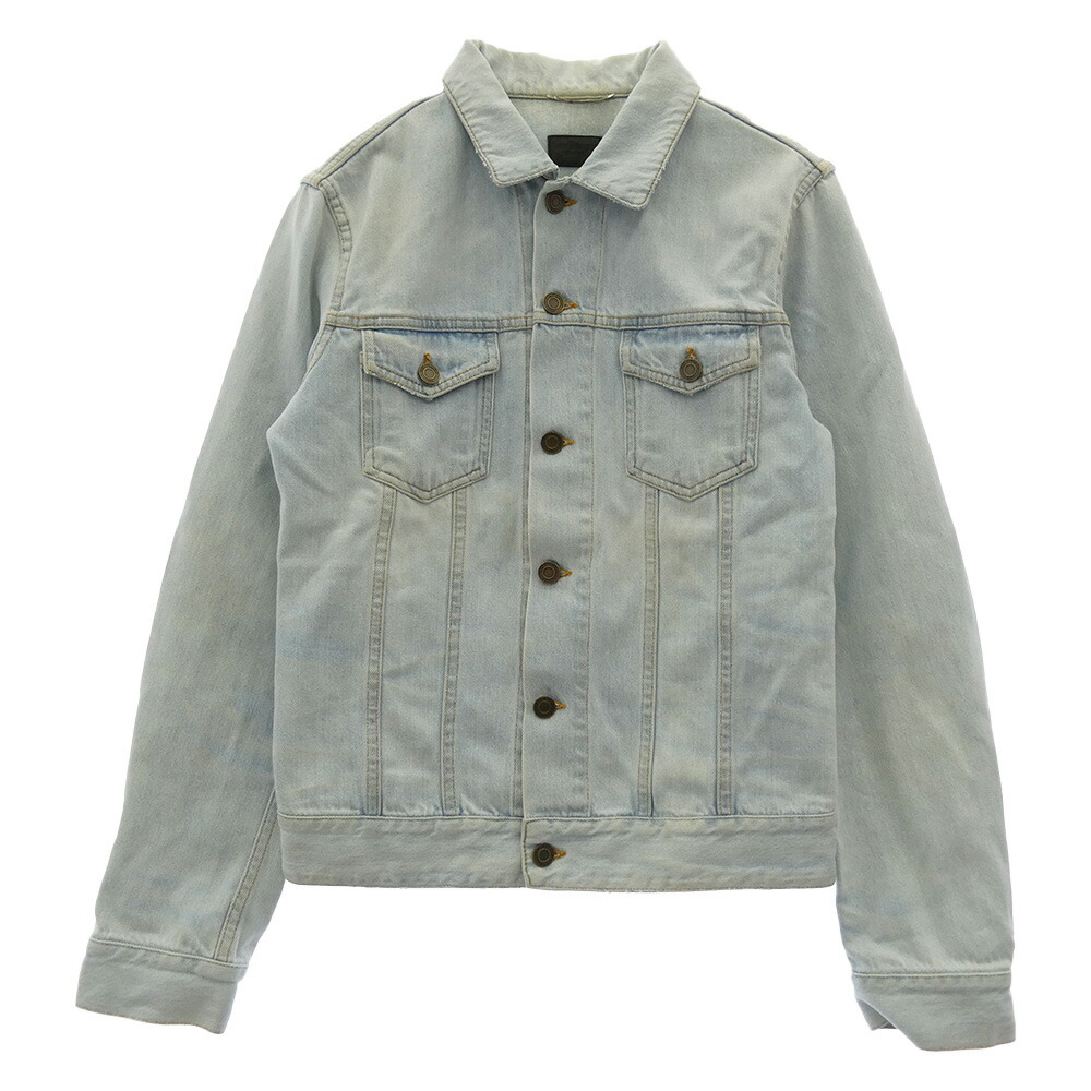 SAINT LAURENT サンローラン 14SS 347058 YM26R by Hedi Slimane エディ期 ヴィンテージ加工 デニムジャケット インディゴブルー系 S  メンズ【古着】【中古】