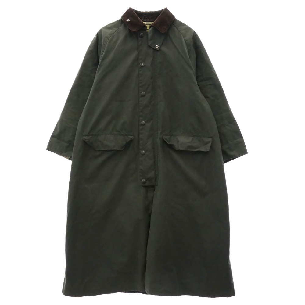 Barbour バブアー 21AW 2102028 WOMENS BURGHLEY ウィメンズ バーレー 3ワラント オイルド ロング 厚地の外套 上衣 モスグリーン系 カーキ系 UK10  レディース【古着】【中古】
