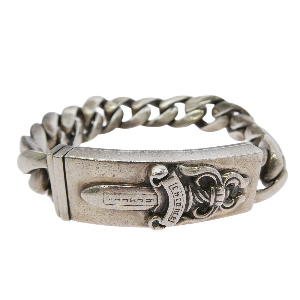 CHROME HEARTS クロムハーツ（原本有） 13LINK ID DAGGER ダガー ID 古典派音楽繋がり 腕輪 13繋がり しろがね色系  メンズ【中古】