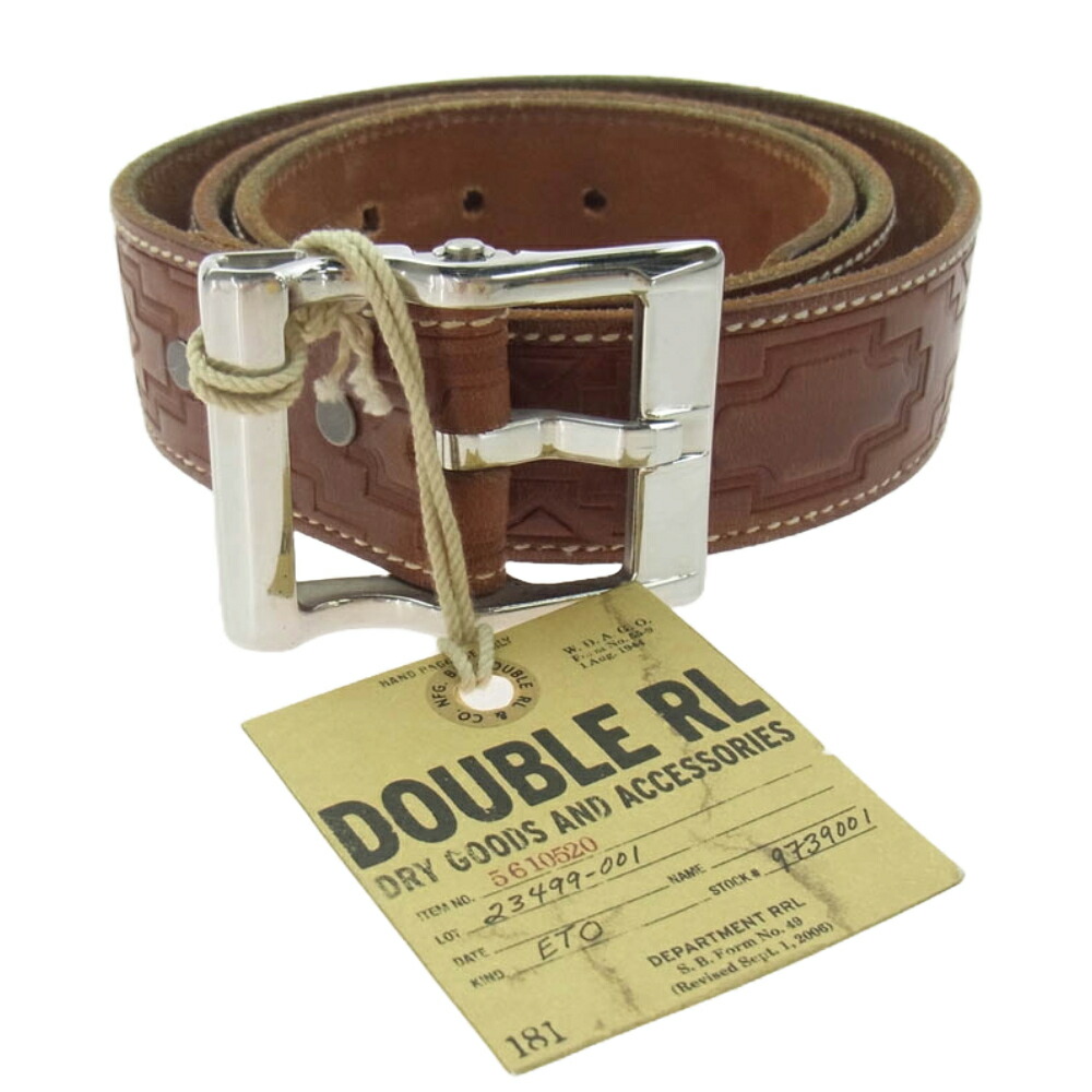 新品　Double RL RALPH LAUREN 本革ベルト ブラウン　32 Double RL RALPH LAUREN 本革ベルト ブラウン 32