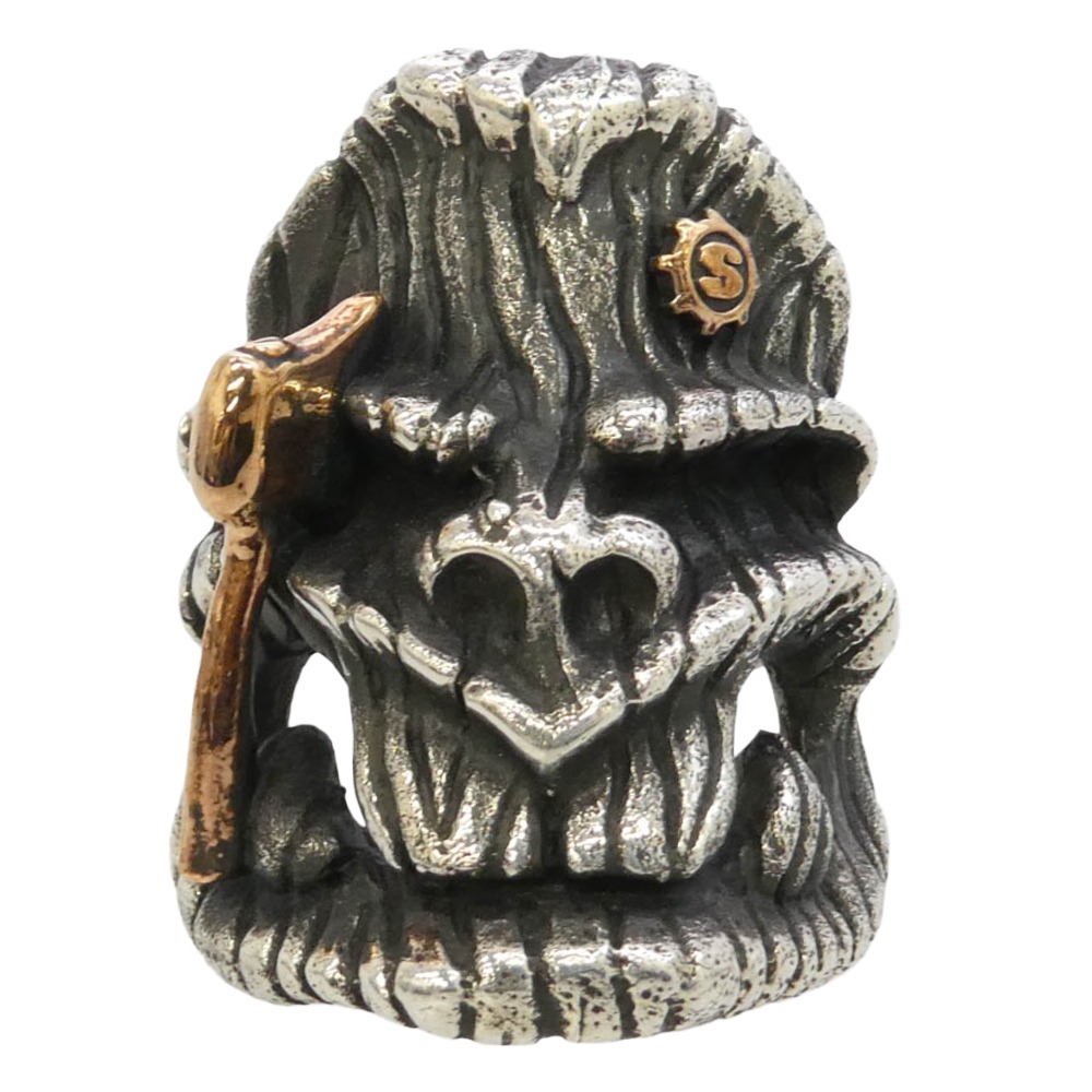 STARLIN GEAR ヨシフ・ビサリオノビッチ・ジュガシビリ歯車 ギャランティカード嘱する HALLOWEEN HATCHETMAN 2022 ハロウィン ハチェットマン 輪っか w/コパーアックス\u0026S歯車ロゴタイプ しろがね色系 ゴールド系 22号 メンズ【中古】
