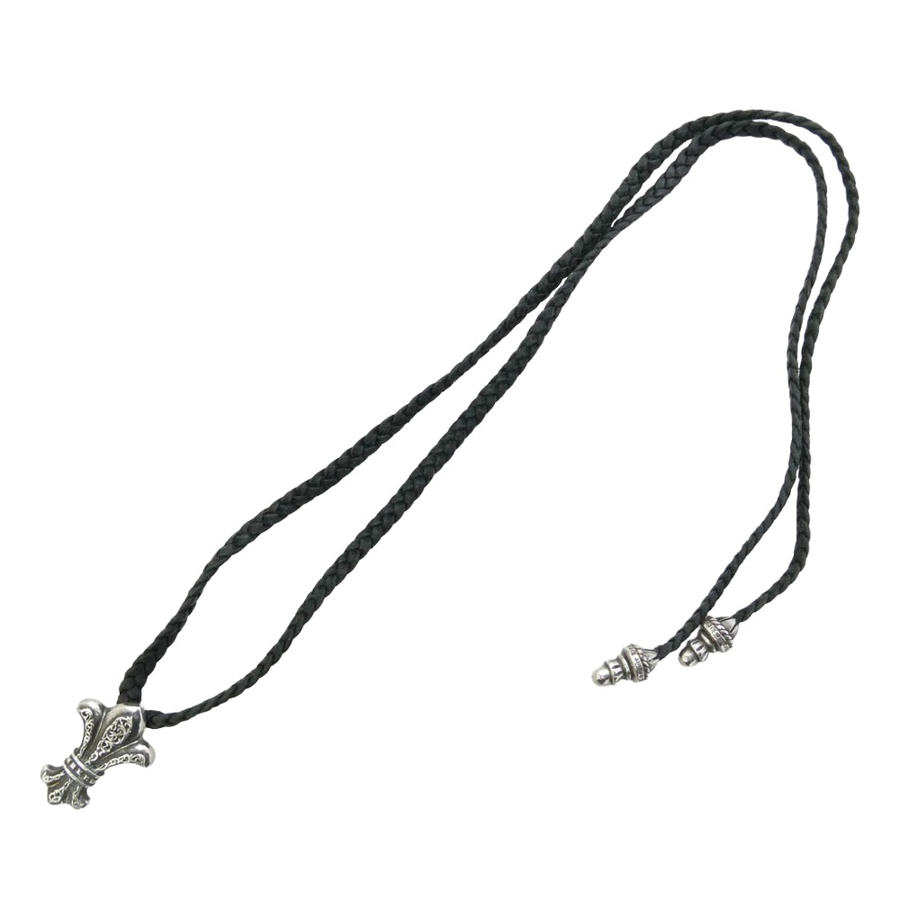 CHROME HEARTS クロムハーツ（正本無） CH FLEUR XSM 年寄りの CH太陽面爆発 XS シャンデリヤ レザーブレード レザーブレイド ボロチップ 頸飾り 黒いこと系 しろがね色系 メンズ【中古】