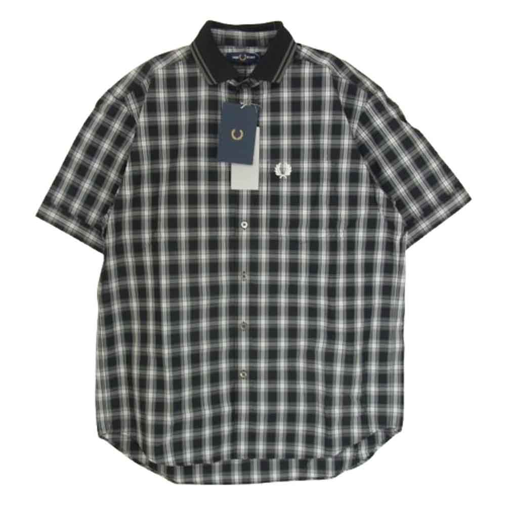 極美品 FRED PERRY 切替シャツ ボタンダウン L チェック 半袖 10077450-4.jpg
