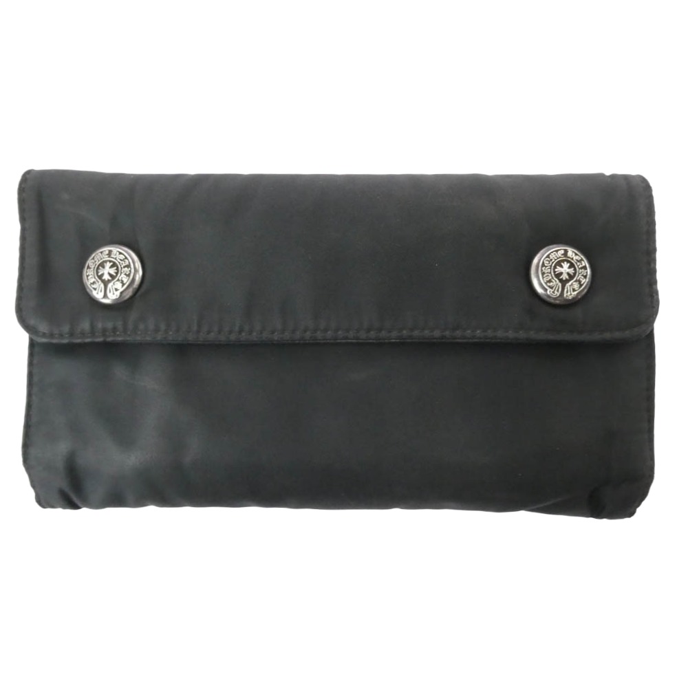 CHROME HEARTS クロムハーツ（原書無） WAVE 縮くれる ホースシューボタン ナイロン ウォレット 紙入れ 黒いこと系 しろがね色系  メンズ【中古】