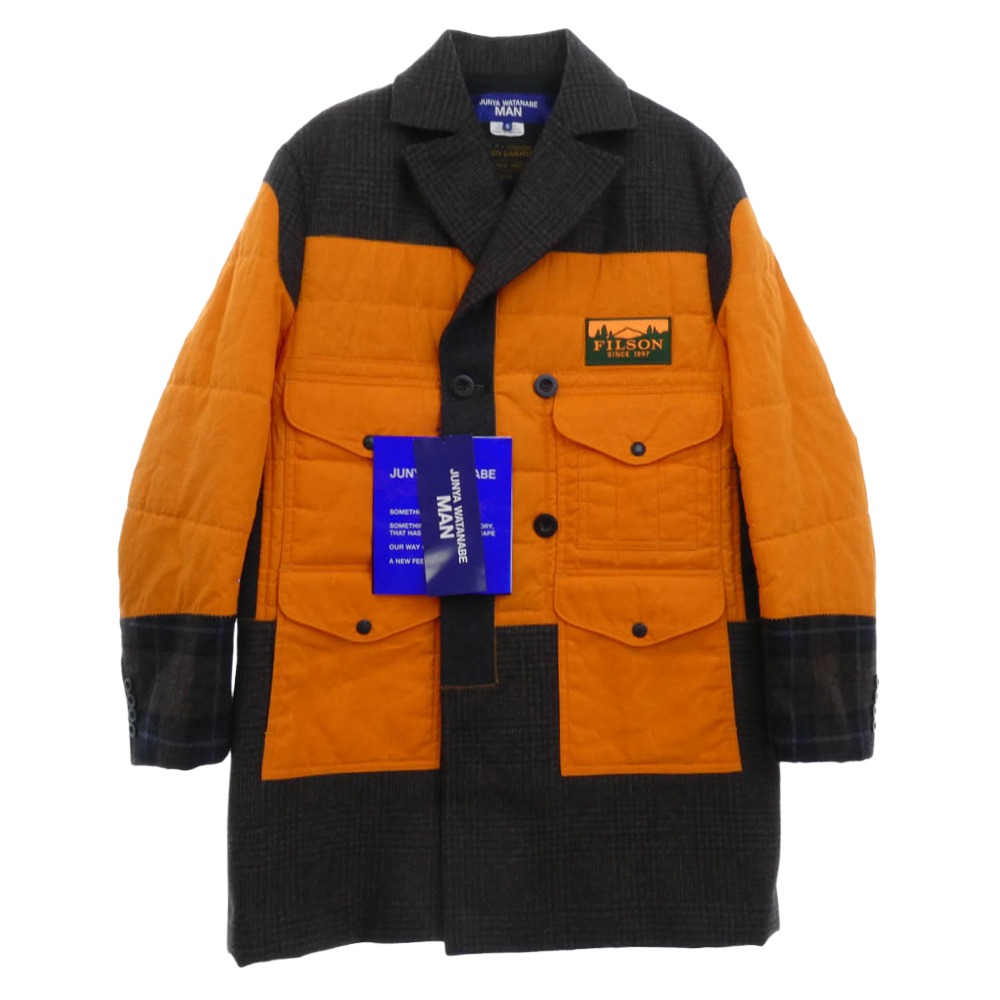 JUNYA WATANABE COMME des GARCONS MAN ジュンヤワタナベコムデギャルソンマン 25AW WP-C005 W名まえ 縛 パッチワーク 厚地の外套 上衣 オレンジ色系 マルチ色合い系 S 【御前上等美品】 メンズ【古着】【中古】