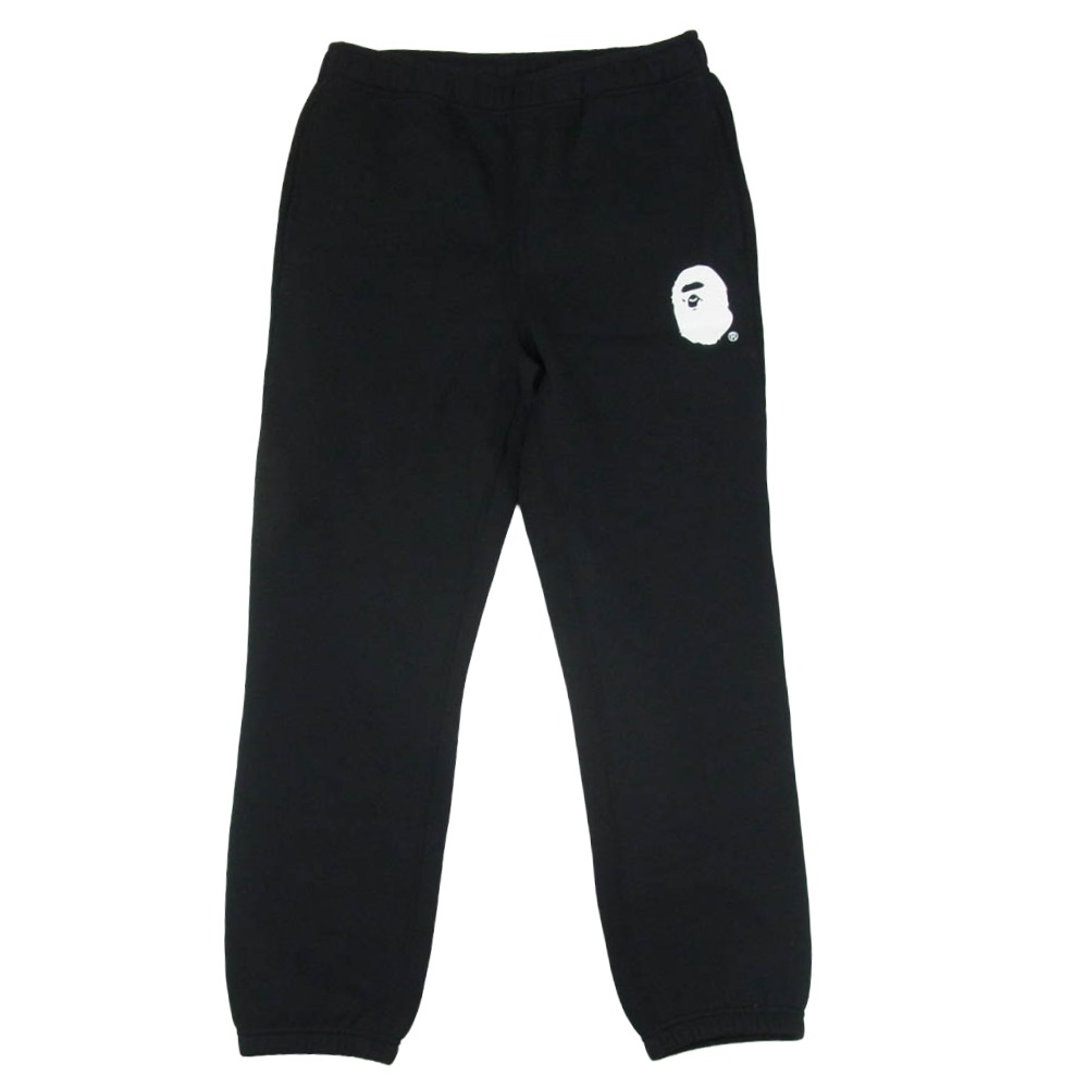 A BATHING APE アベイシングエイプ 001GDM201002H 【フェイクバスターズ鑑定済】 ロゴプリント ストレート スウェットパンツ M ブラック系 M 【新古品】【未使用】 メンズ【古着】【中古】