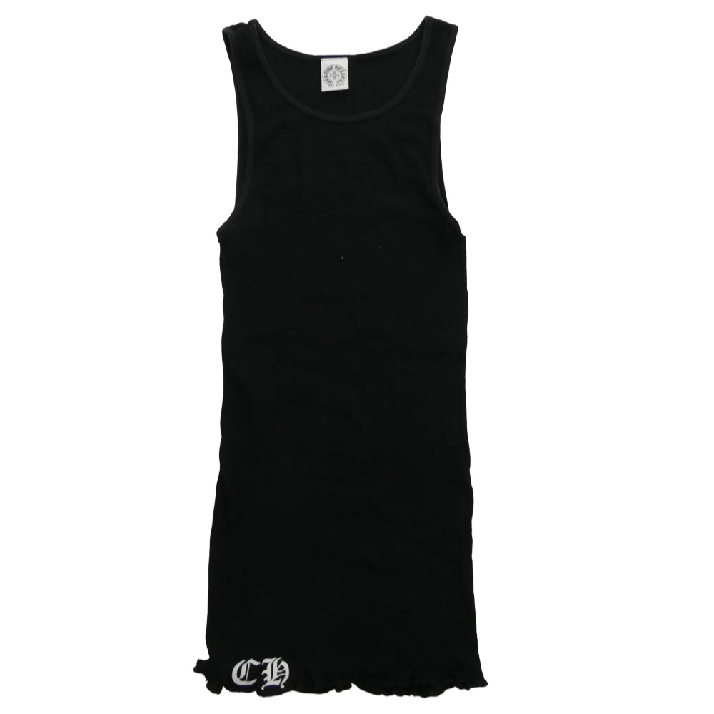 CHROME HEARTS クロムハーツ（原型無） RIB TANK フローラルクロス スクロールラベルプリント 肋筋 貯蔵タンクとっ始め 黒いこと系 M  メンズ【古着】【中古】