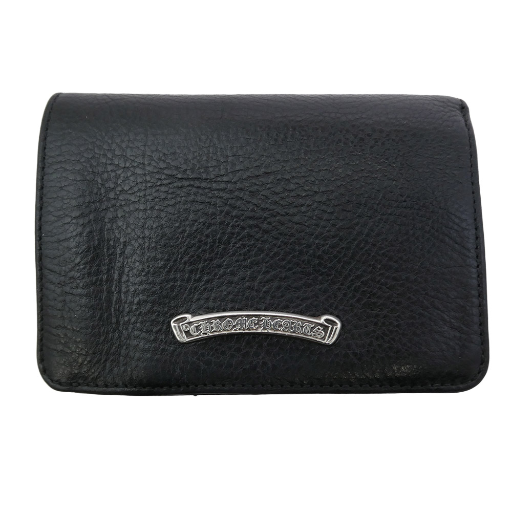 CHROME HEARTS クロムハーツ（原型無） JOEY ジョーイ スクロール付け紙 なめし革 ウォレット 金入れ 黒いこと系  メンズ【中古】