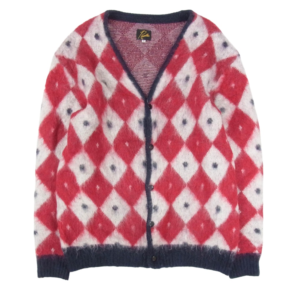 Needles ニードルス NS280 Mohair Cardigan Diamond モヘア ダイヤモンド ニット カーディガン レッド系 M メンズ【古着】【中古】