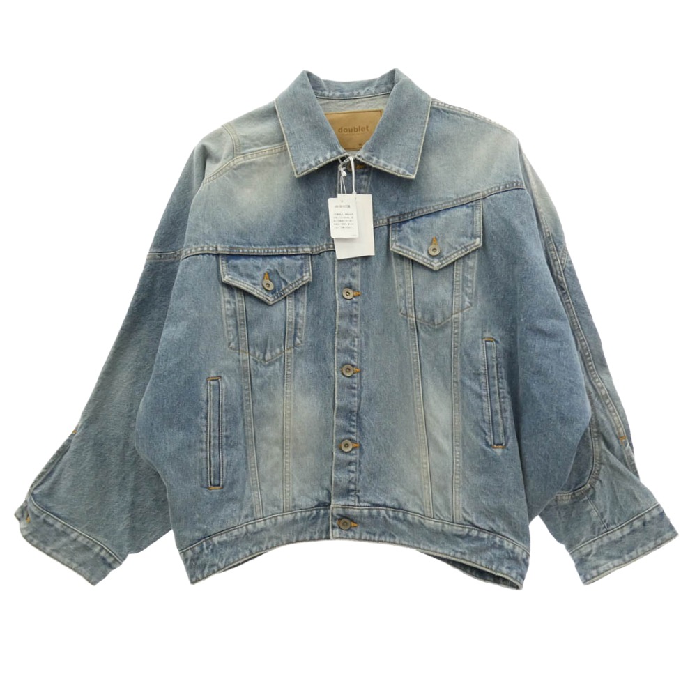 doublet ダブレット 25AW 25AW24BL235 DISTORTED CUTTING DENIM JACKET 切り立てる Gジャン ジーンズ上衣 ともし火青碧系 M 【美品】 メンズ【古着】【中古】
