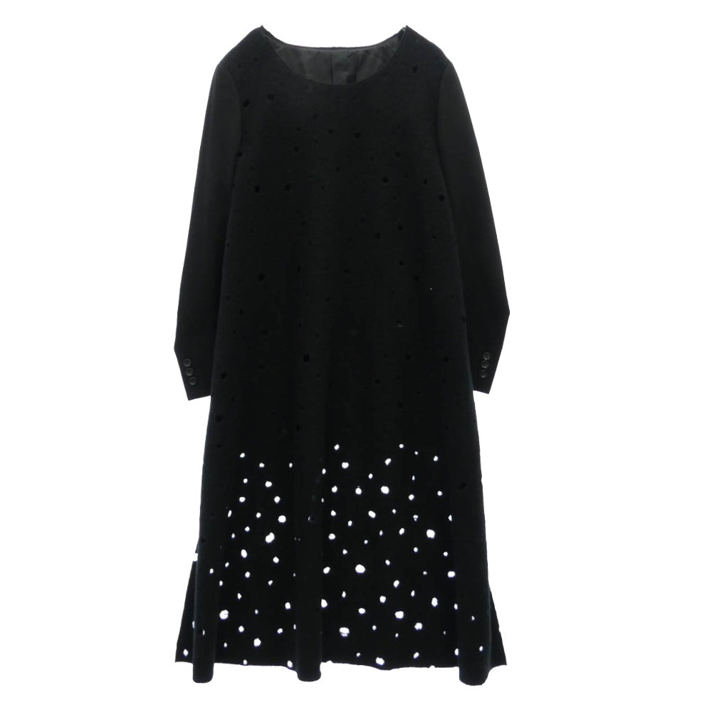 COMME des GARCONS HOMME PLUS コムデギャルソンオムプリュス 19AW PD-J053 羊毛 穴食い違いロング編み物 上衣 縛 厚地の外套 衣装 黒いこと系 S メンズ【古着】【中古】
