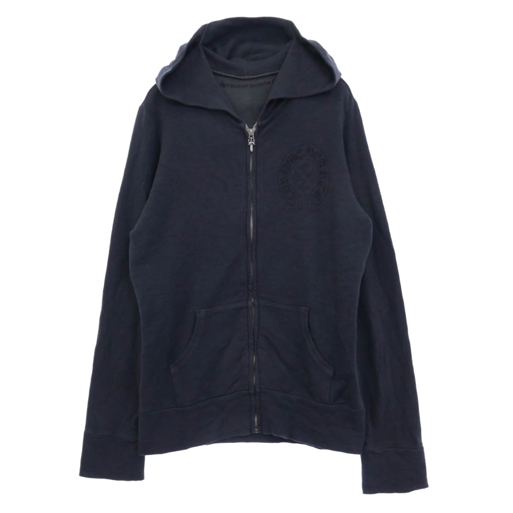 CHROME HEARTS クロムハーツ（原本無） 星条旗バックプリント ホースシュー 胸ロゴ ダガージップ フルジップ パーカー フーディー グレー系 XS メンズ【古着】【中古】